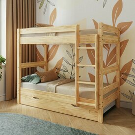 Ambiance - Pack lit superpos� s�parable avec sommier gigogne et matelas Aaron Bois