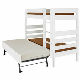 Pack lit superpos haut avec sommier gigogne dpli et matelas Nubie Blanc