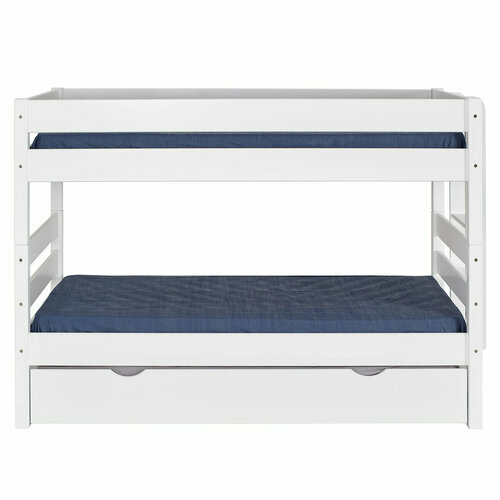 Vue de face du Pack lit superpos avec sommier gigogne et matelas Aniba blanc