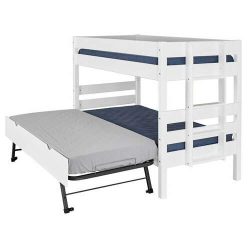 Pack lit superpos avec sommier gigogne dpli et matelas Aniba blanc