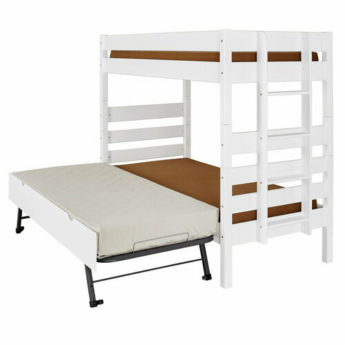 Pack lit superpos haut avec sommier gigogne dpli et matelas Aniba blanc