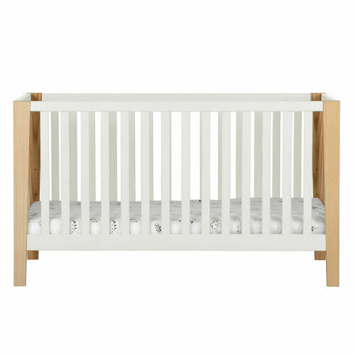 Pack lit bb blanc et bois avec matelas Olympe - Pack lit bébé avec matelas Olympe