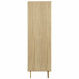 Vue de profil de l'armoire 2 portes et 2 tiroirs en cannage Stella en bois massif de chêne