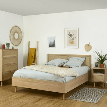 Pack lit en cannage avec matelas Stella