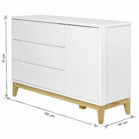 Schma dimensionnel commode 3 tiroirs 1 porte Yoona