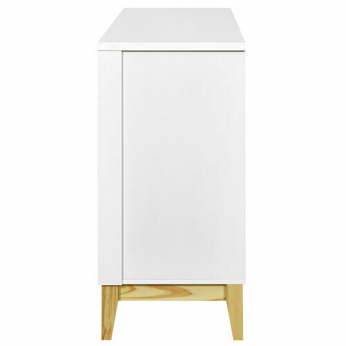 Vue de profil de commode 3 tiroirs 1 porte Yoona