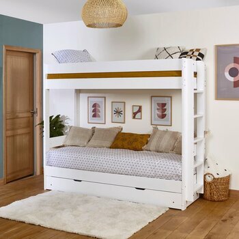 Pack lit superposé gigogne avec matelas RAVI