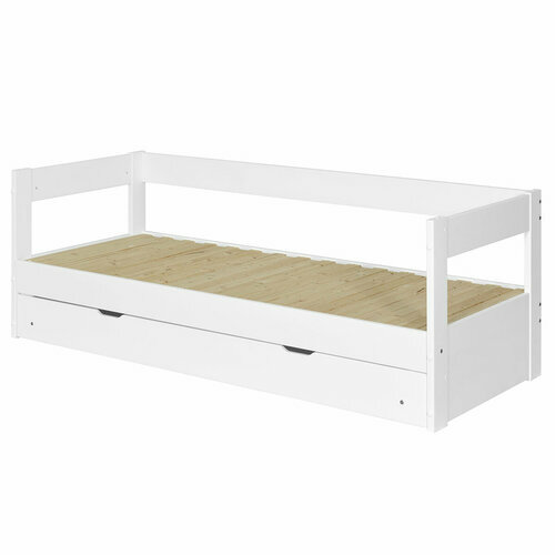 Lit banquette gigogne sans matelas blanc RAVI