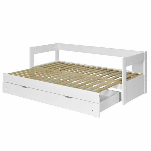 Pack lit banquette gigogne avec tiroir sans matelas systme peigne dpli RAVI blanc