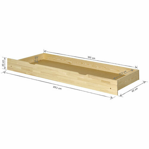 Schma dimensionnel du tiroir de lit Ravi bois naturel