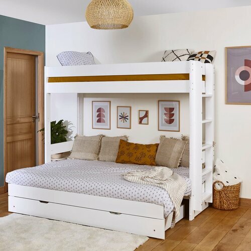 Ambiance Lit superpos gigogne avec gigogne ouvert blanc RAVI 