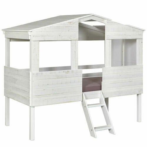 Lit cabane Roby Blanc - Vue 3/4 - Lit cabane Roby