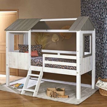 Pack lit cabane mi-hauteur avec matelas Lao