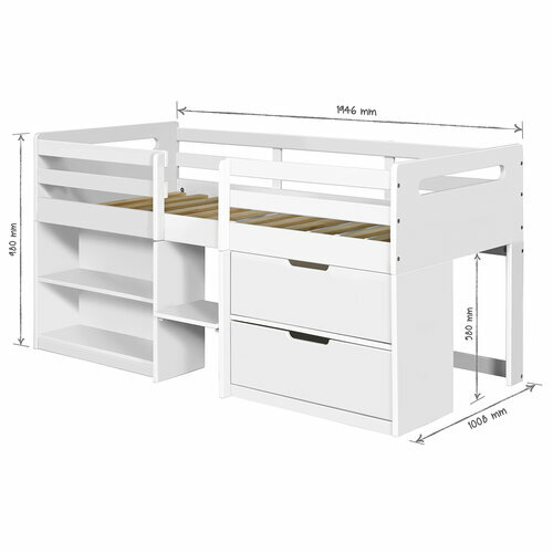 Dimensions Lit mi-hauteur Hoby Blanc