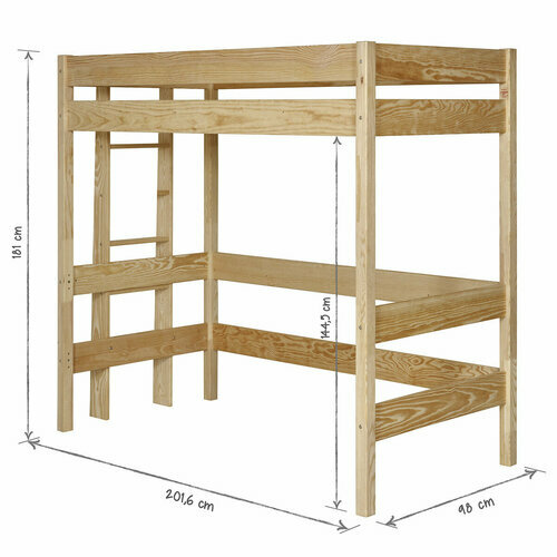 Dimensions Pack lit mezzanine avec matelas Jamy