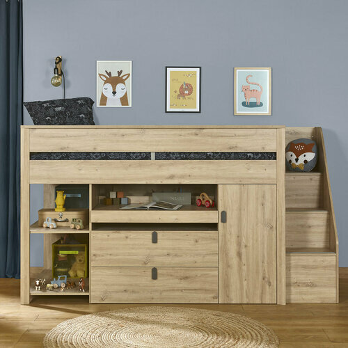 Chambre avec lit mi-hauteur combin Mael coloris chne