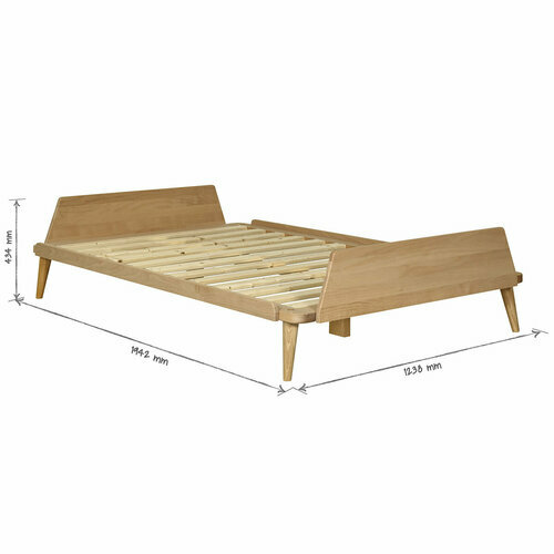 Schma dimensionnel du pack lit avec matelas en bois massif Karl