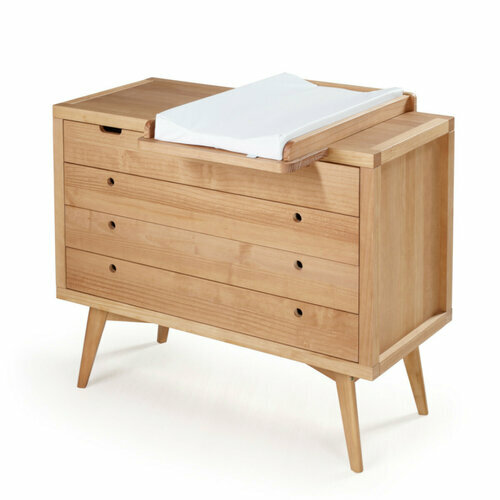 Commode 4 tiroirs plan  langer  droite Marley coloris noisette