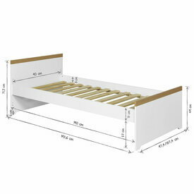 Schma dimensionnel Lit enfant Nais blanc et bois