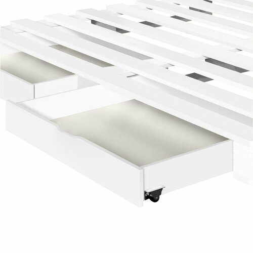 Lot de 2 tiroirs pour lit Cembro en bois massif coloris blanc