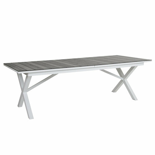 Table de jardin extensible Skyros blanc et bois - Table de jardin extensible Skyros