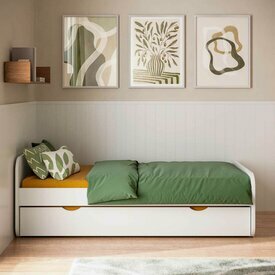 Ambiance - Lit gigogne sommier déplié Lupin Blanc Ambiance - Lit gigogne sommier déplié Lupin Blanc