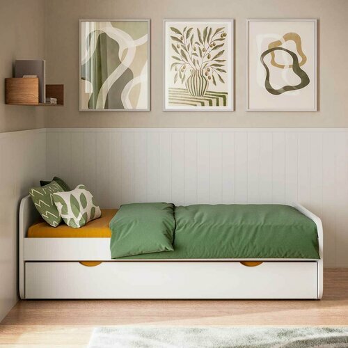 Ambiance - Lit gigogne sommier déplié Lupin Blanc Ambiance - Lit gigogne sommier déplié Lupin Blanc