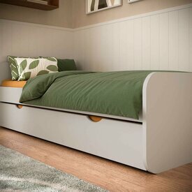 Ambiance/Details- Lit gigogne sommier déplié Lupin Blanc Ambiance/Details- Lit gigogne sommier déplié Lupin Blanc