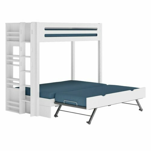 Pack lit superpos gigogne 4 places avec matelas Isa sommier gigogne dpli -  Coloris Blanc