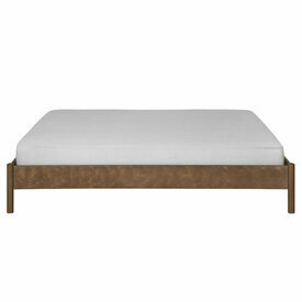 Vue de face - Lit Zena en bois massif finition noyer