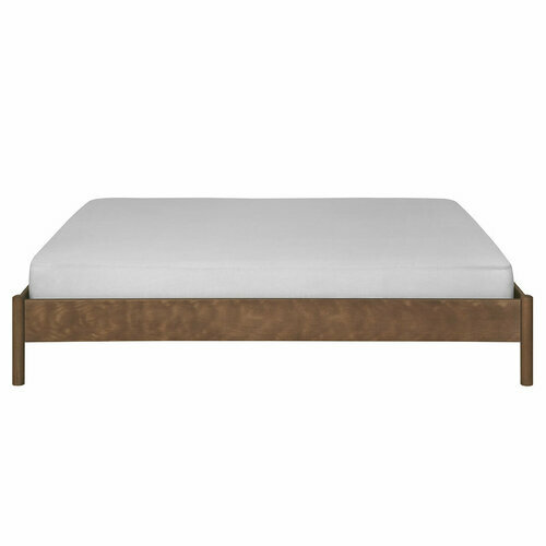 Vue de face - Lit Zena en bois massif finition noyer