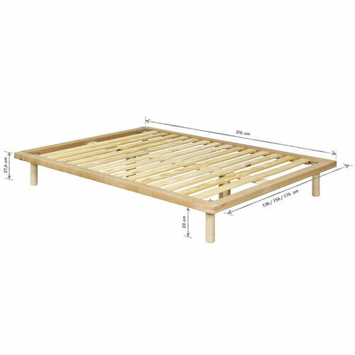 Schma dimensionnel : Pack lit avec matelas Maki bois