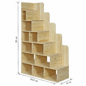 Dimensions escalier - Lit mezzanine 2 places avec escalier Suri Bois naturel