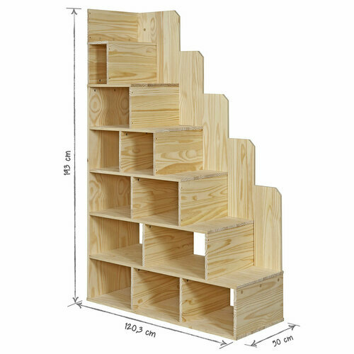 Dimensions escalier - Lit mezzanine 2 places avec escalier Suri Bois naturel