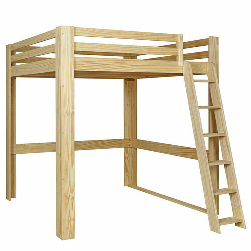 Lit mezzanine 2 places sans matelas Suri bois naturel