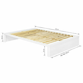 Schma dimensionnel - Vue de face - Pack lit blanc avec 2 tiroirs bois Gaston