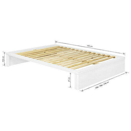 Schma dimensionnel - Lit sans matelas Gaston coloris blanc