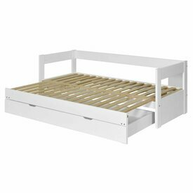 Lit banquette gigogne ouvert et tiroir Ravi sans matelas Blanc