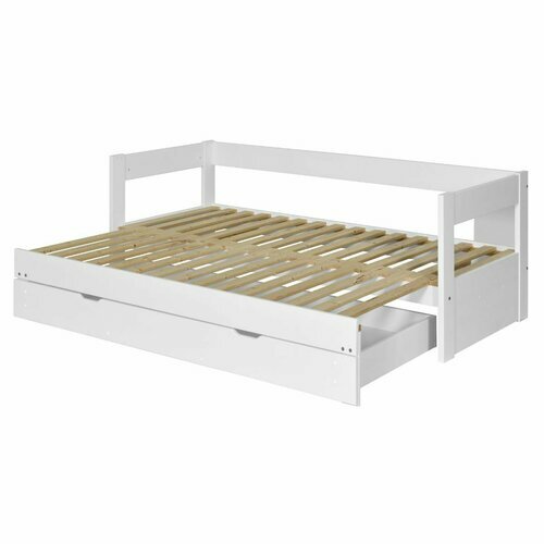 Lit banquette gigogne ouvert et tiroir Ravi sans matelas Blanc