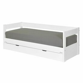 Pack lit banquette gigogne avec tiroir et matelas RAVI blanc