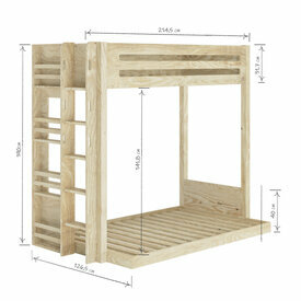 Schma dimensionnel -Lit superpos 3 places Montessori Isa Bois