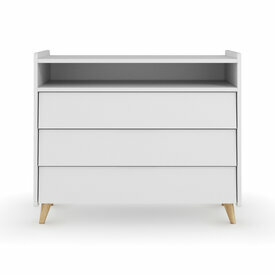 Vue de face - Commode 3 tiroirs Peter, Blanc