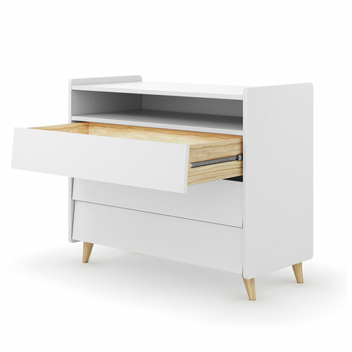 Tiroir ouvert - Commode 3 tiroirs Peter, Blanc