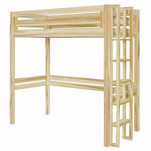 Vue de 3/4 - Lit mezzanine 1 place Dors, chelle petit ct, Bois