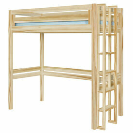 Vue de 3/4 - Pack lit mezzanine 1 place avec matelas Dors, chelle de ct, Bois