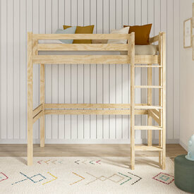 Ambiance - Vue de face - Pack lit mezzanine 1 place avec matelas Dors, Bois