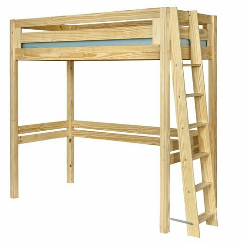 Lit mezzanine 1 place, chelle petit ct, sans matelas, Orsai Bois