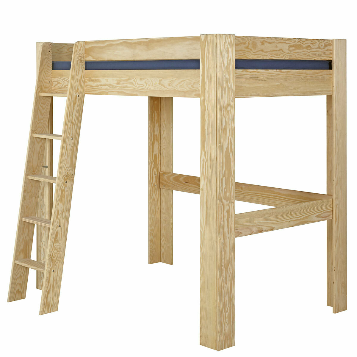 Lit Mezzanine Enfant 90x200 Avec Bureau Et Rangements - Pin Naturel, LED Intégrée, Charge 120kg