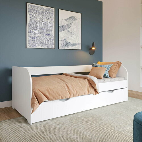 Ambiance - Pack lit banquette Gigogne avec 2 matelas Ezra Blanc