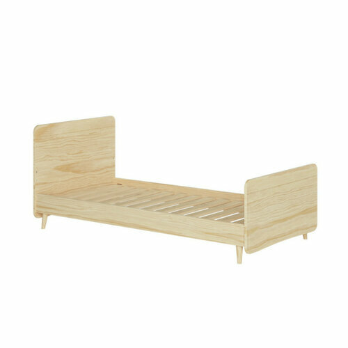 Vue de 3/4 Lit enfant avec pieds Lilow coloris bois